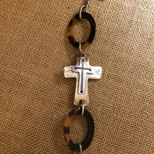 BOGO!Cross and brown bracelet w toggle closure